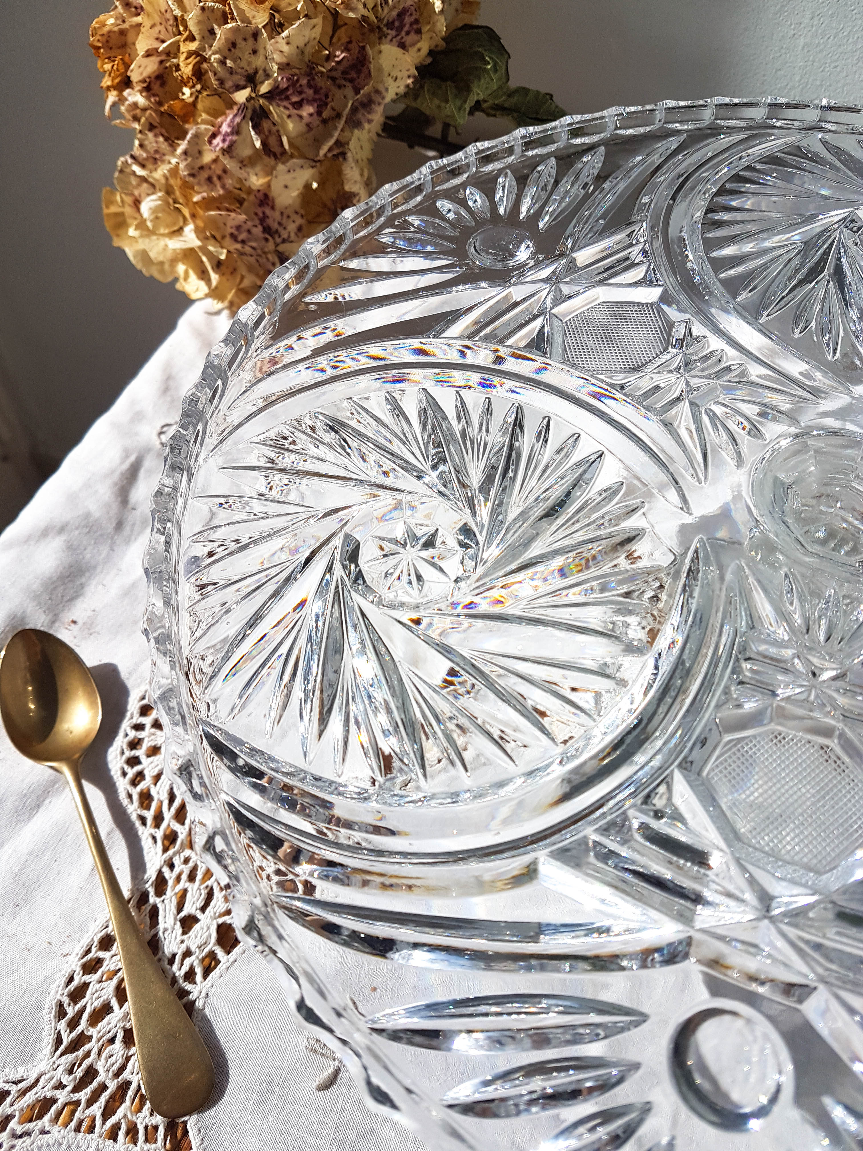 Vintage Crystal Pie Dish - Cut Crystal Serving Plate - Gateway - Centre d
