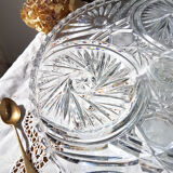Plat à tarte en cristal vintage plat de service en cristal taillé ~ Présentoir à gateau ~ Centre d