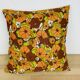 Coussin fleurs années 70 vintage 39 x 39 cm