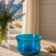 Vintage turquoise blue bubble glass coupe
