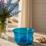 Coupe vintage en verre bullé bleu turquoise