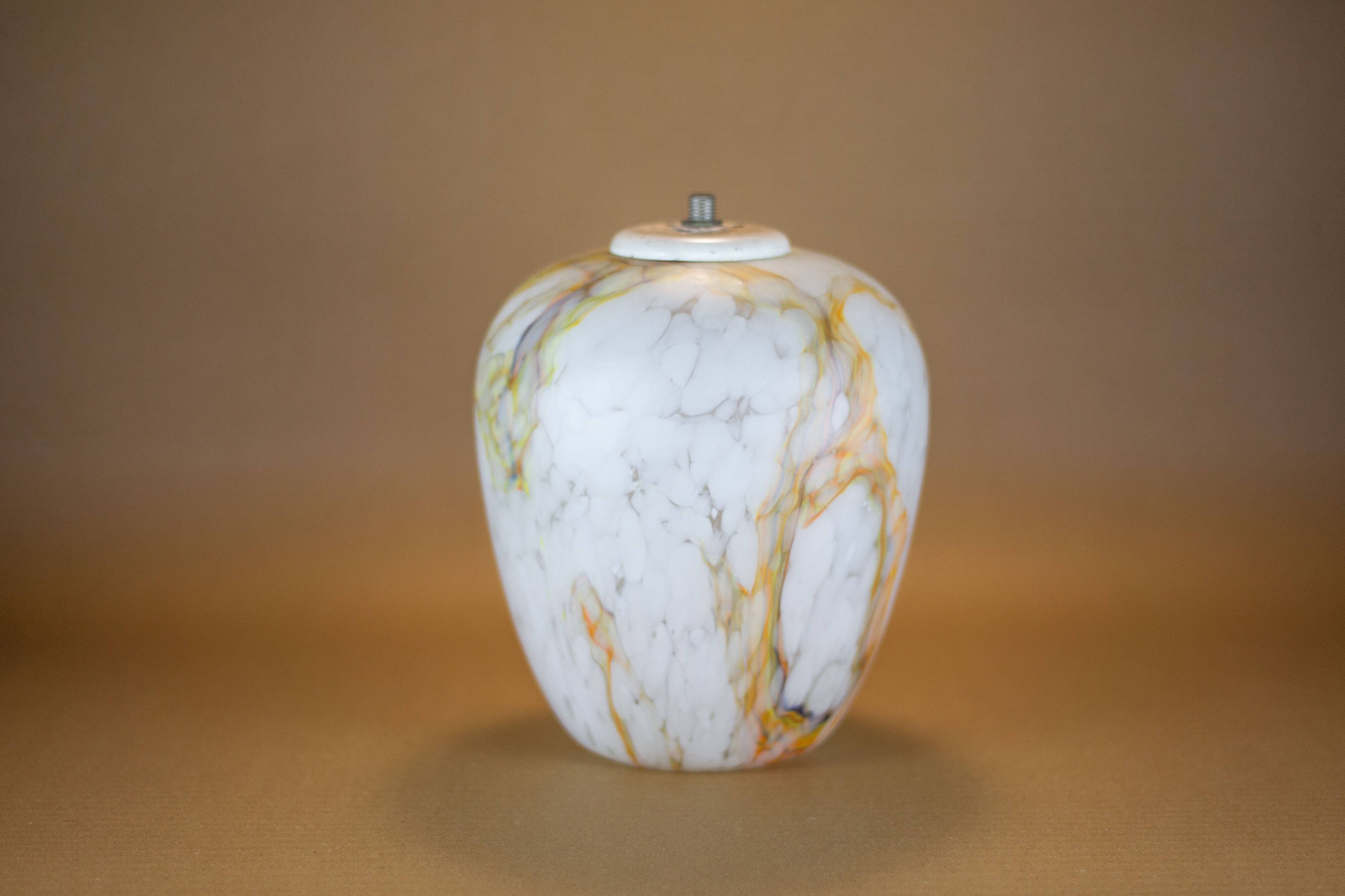 Colorful marbled opaline globe, glass lampshade, ceiling lamp, ceiling lamp, 60's