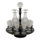 Liquor cabaret in 19th century painted sheet metal, carafes and glasses attributed to the Creusot crystal factory