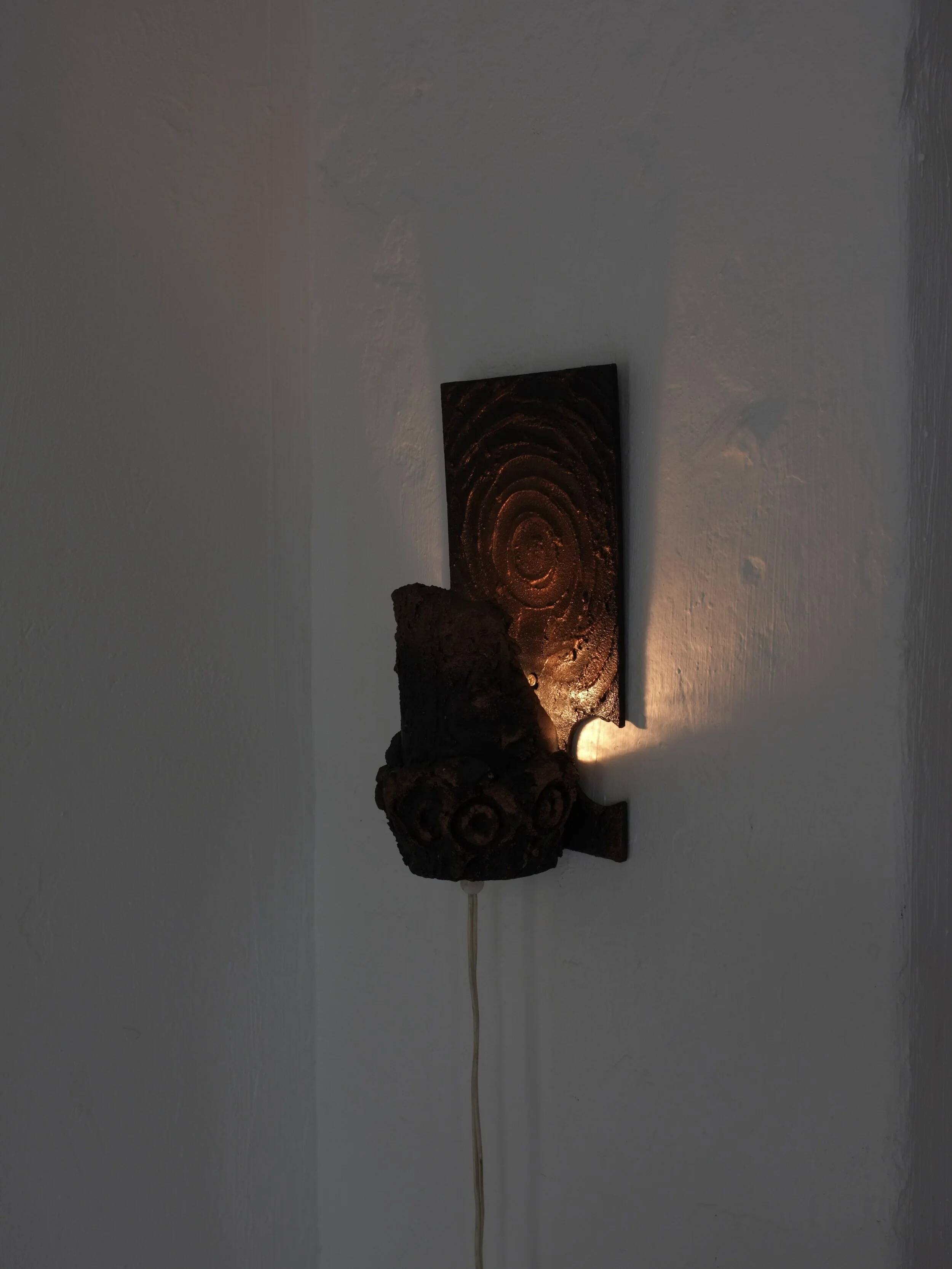 Brutalist ceramic wall sconce by Jouko Kytömaa | Finland | 1970s