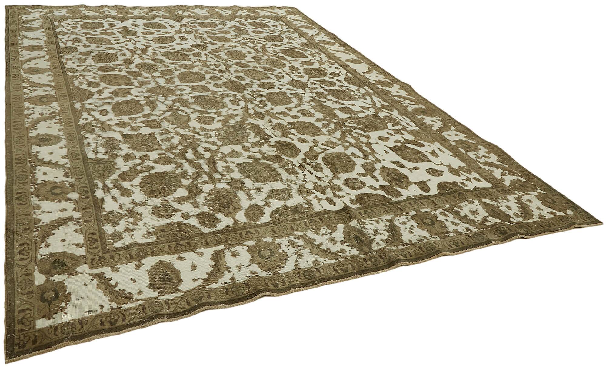 Hand-Knotted Anatolian Vintage 1970s 286 cm x 390 cm Beige Wool Carpet