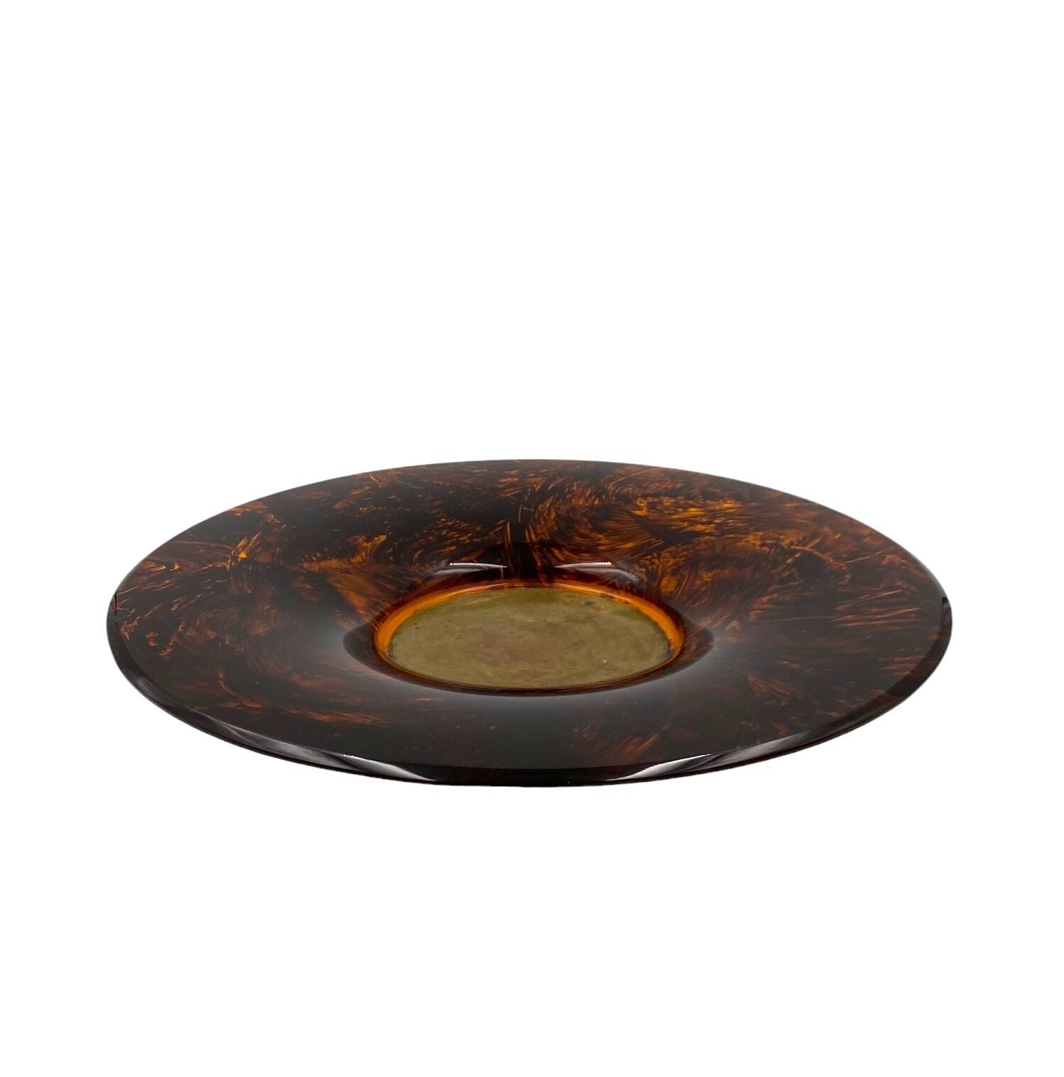 Hollywood regency brass and tortoiseshell lucite tray, Guzzini Italy 1970s