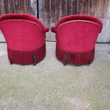 2 red velvet toad armchairs