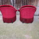 2 fauteuils crapauds velours rouge