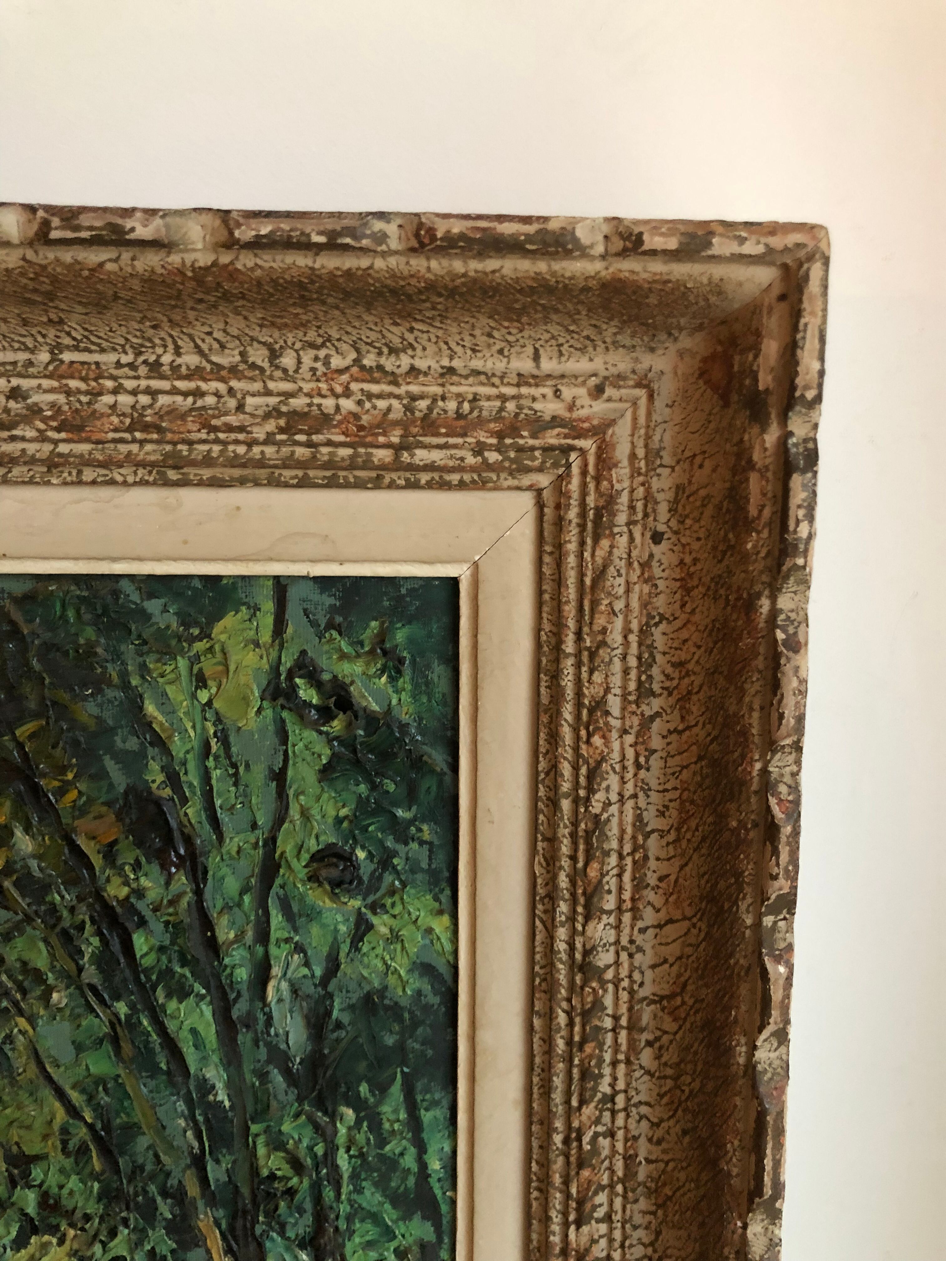 Oil on canvas House by the water