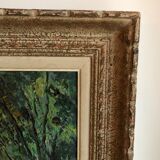 Oil on canvas House by the water