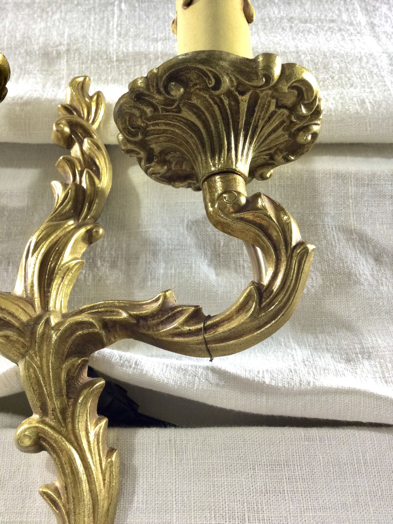 Louis XV style bronze wall lamp with 2 lights