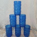 6 verres anciens bleu cobalt