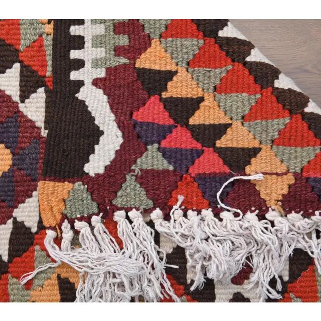 1970s Vintage Turkish Hand-Knotted Wool Cotton Red Runner Rug 89x294