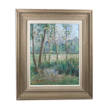 Painting Y. Guilmineau Painter Vendée, Deux Sèvres, Green Venice, Coulon.... 1946