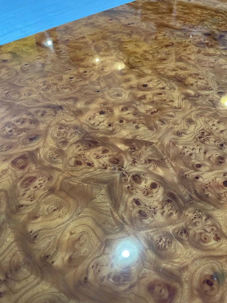 Italian coffee table elm magnifying glass