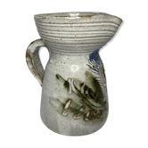 Vintage pitcher in stoneware decoration thistle XXth