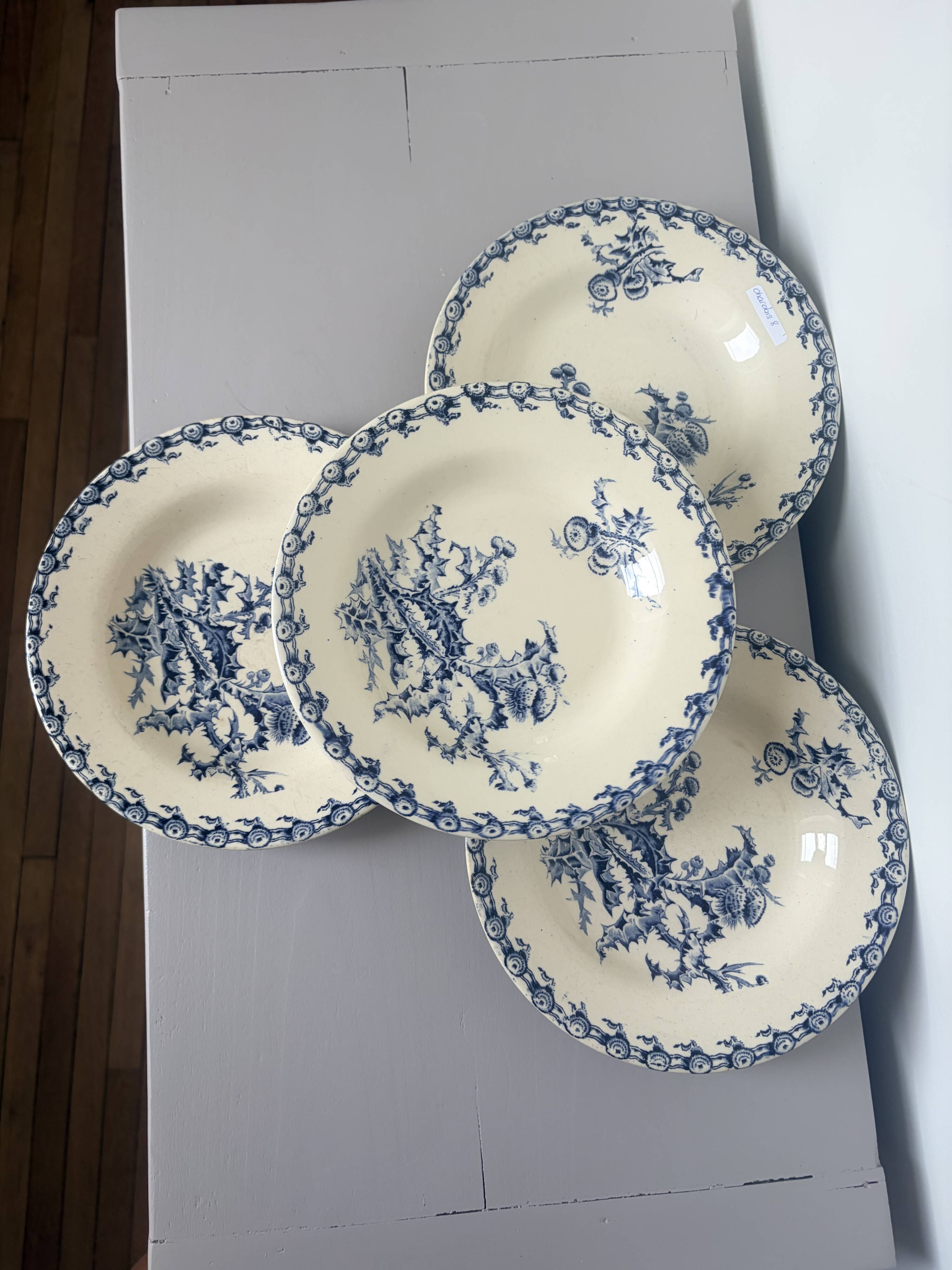 4 assiettes creuses Gien Chardons 260359