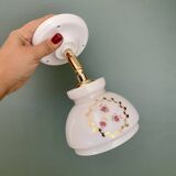 Vintage white opaline wall lamp with shade
