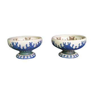 Pair of French Art Deco Stoneware Bowls on Pedestal by REVERNAY (Digoin), France, c.1925