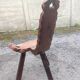 Brutalist carved wood tripod chair stool