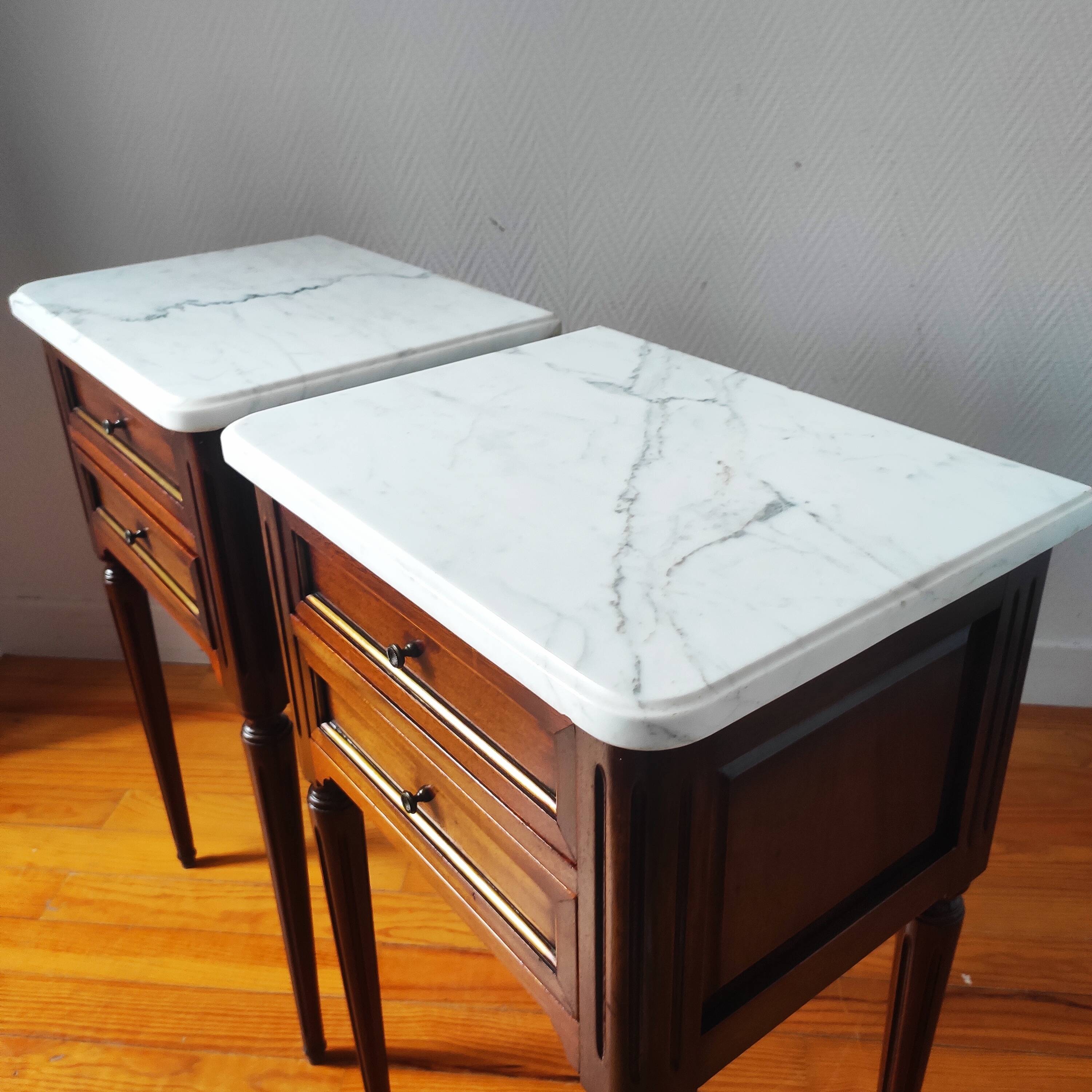 Pair of Louis XVI style bedside tables