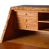 Vintage Scandinavian oak and burr oak secretaire