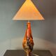 Sculptural artisanal brutalist midcentury burl wood turned table lamp 1960s