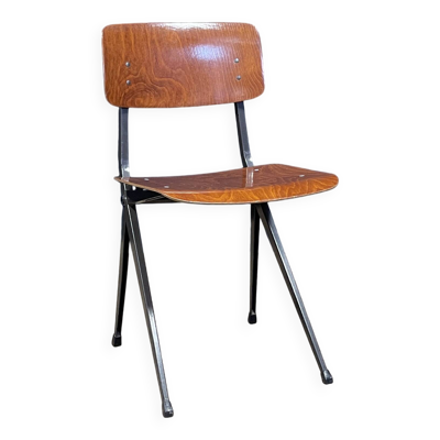 Chaise Result Friso Kramer pour Ahrend bois acier taupe années 60 Pays Bas