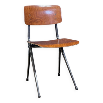 Chaise Result Friso Kramer pour Ahrend bois acier taupe années 60 Pays Bas