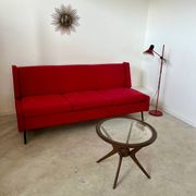 Antique Italian design fabric sofa from the 60s, vintage convertible