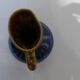 Small vintage ceramic pitcher Blue and brown black reflections