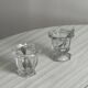 Duo of small thick glass jars