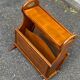 Vintage magazine rack, solid light wood document holder, caned, 1960.