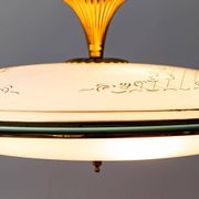 Lampe à suspension circulaire en verre ottone anni '50 vintage