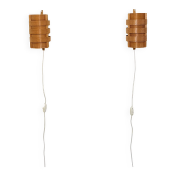 Wall sconces in pine veneer by Hans-Agne Jakobsson for Ab Ellysett, Sweden, 1960s.