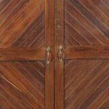 High narrow sideboard cabinet with 2 drawers in old teak wood, original piece from India
