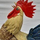 Coq chantant figurine en biscuit signée