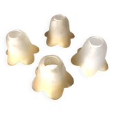 4  Abats-jours / Tulipes verre dépoli Blanc / Jaune