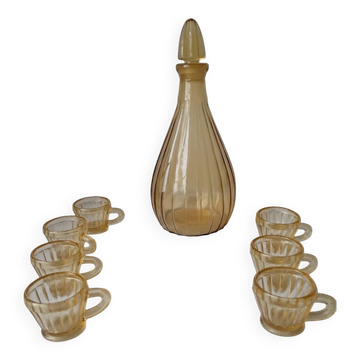 Yellow glass liqueur set, 1960s