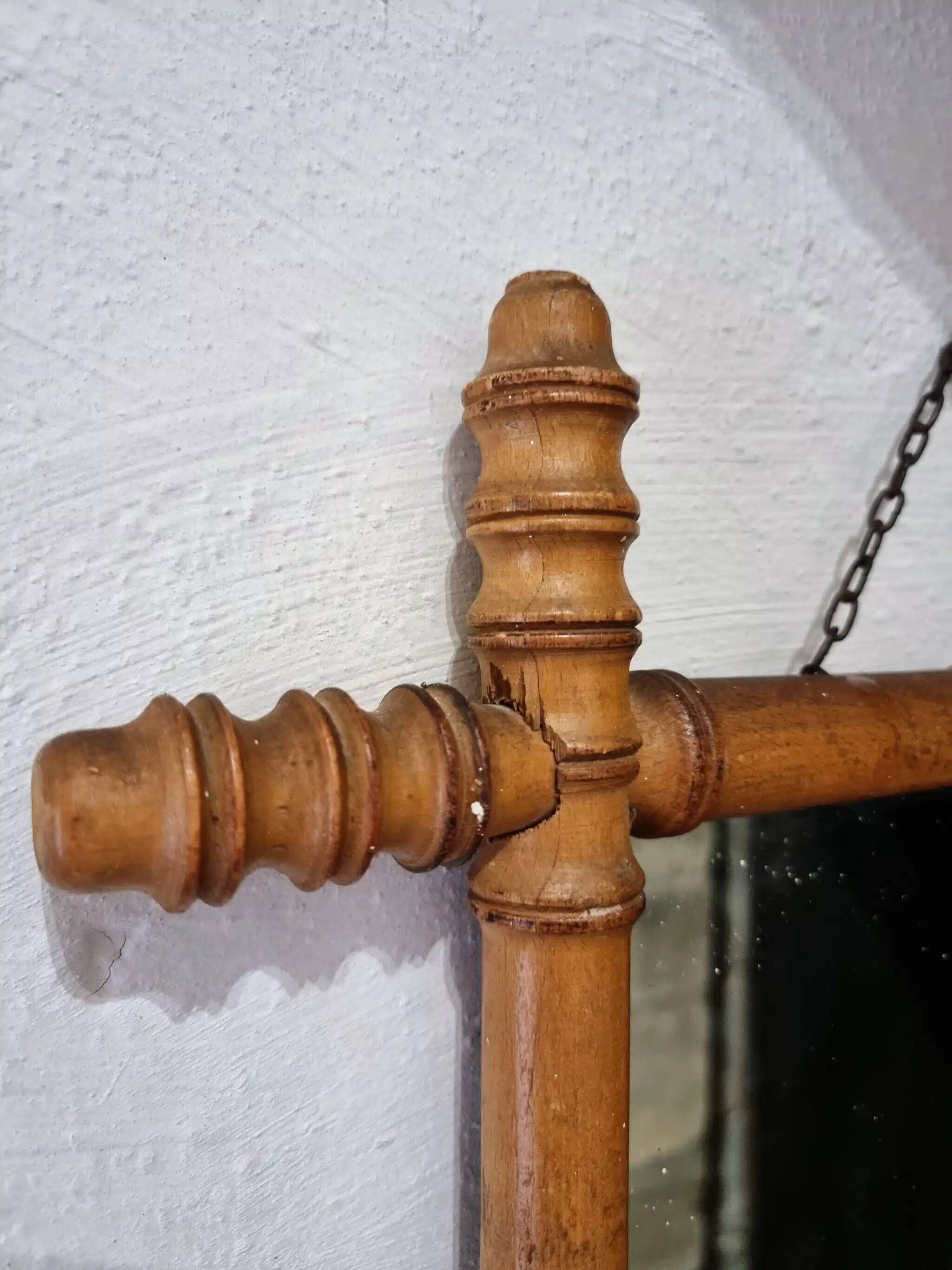 Antique French wall mirror in faux bamboo style – early 20th century