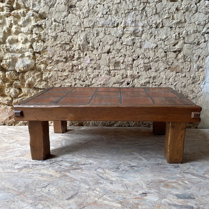 Brutalist solid oak coffee table