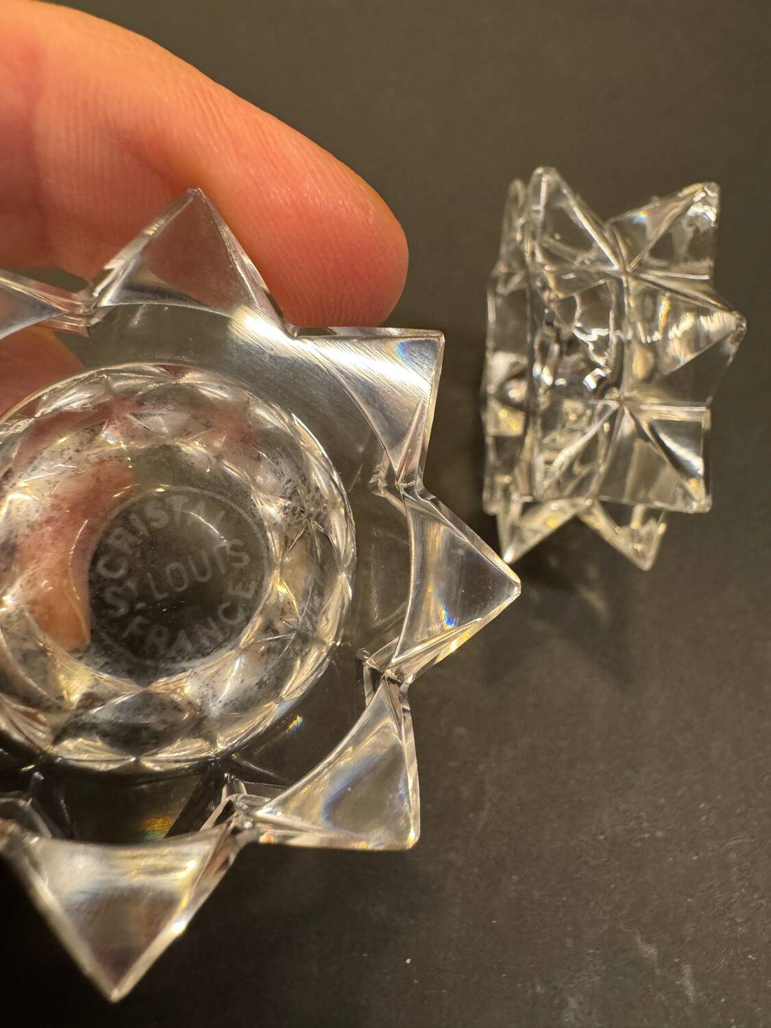 Pair of Saint-Louis cut crystal salt cellars