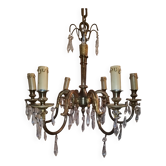 Lustre à pampilles cristal 6 lampes bougies