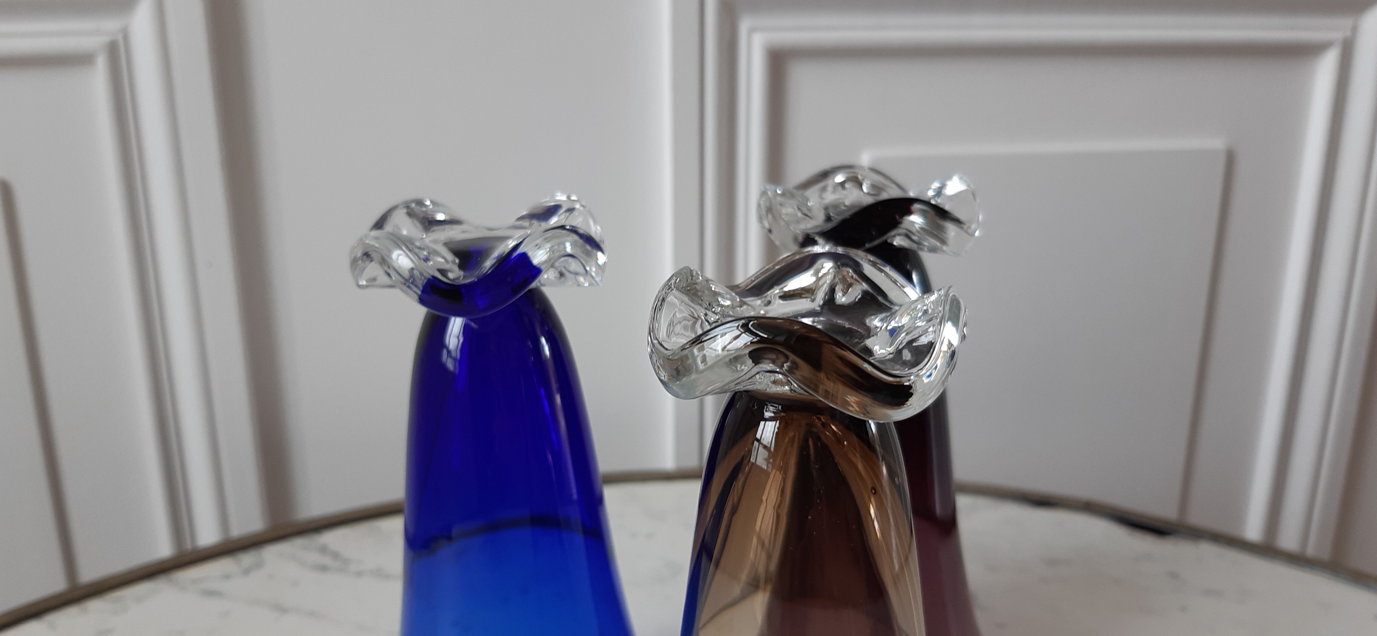 Set of 3 glasses with feet flowers design 60s-70s