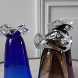 Set of 3 glasses with feet flowers design 60s-70s