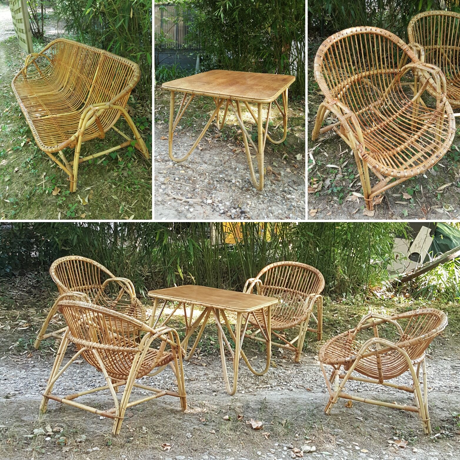 Bench rattan 3 seats