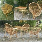 Banquette rotin 3 places