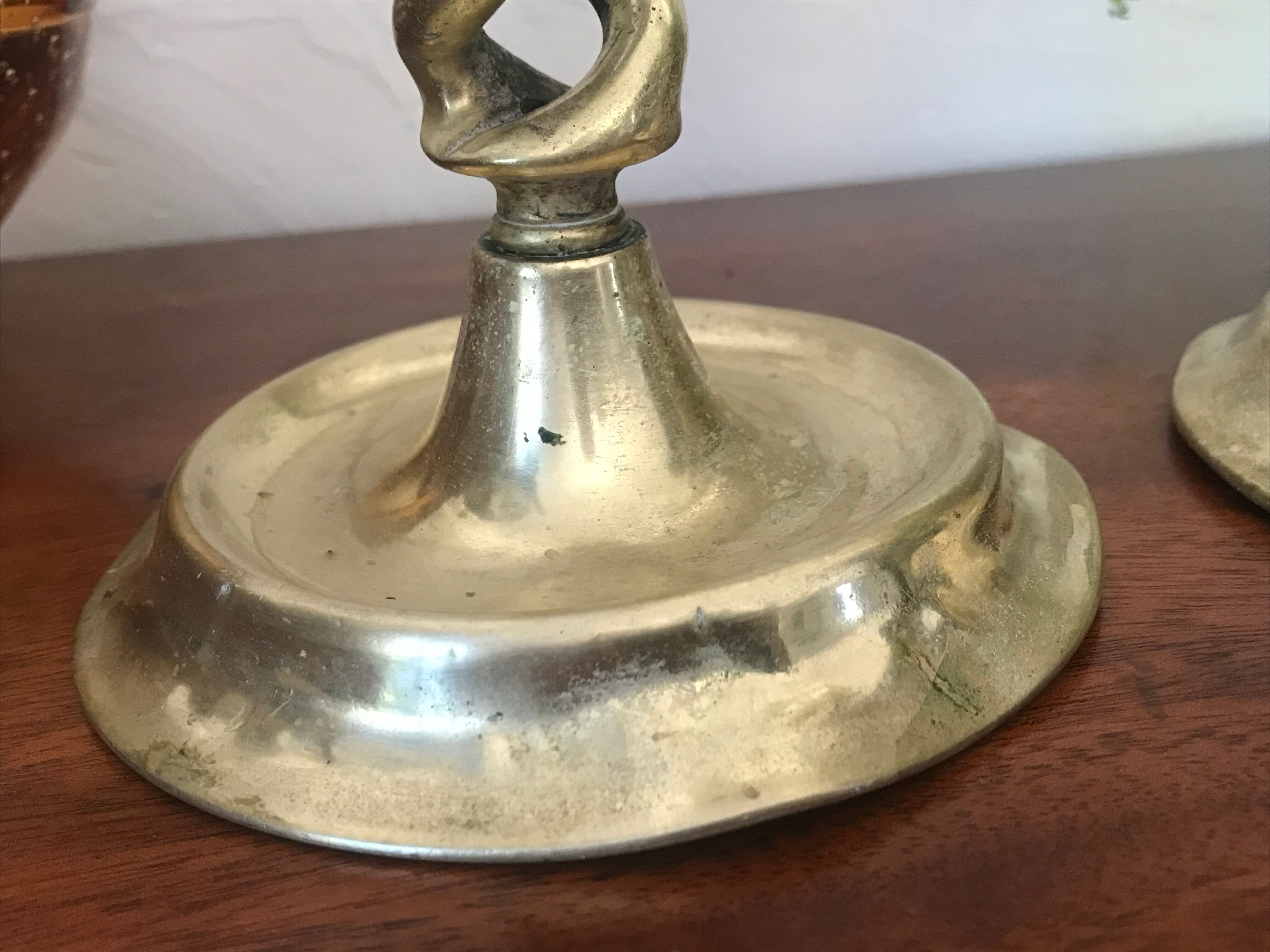 Pair of bronze candle holders 35cm