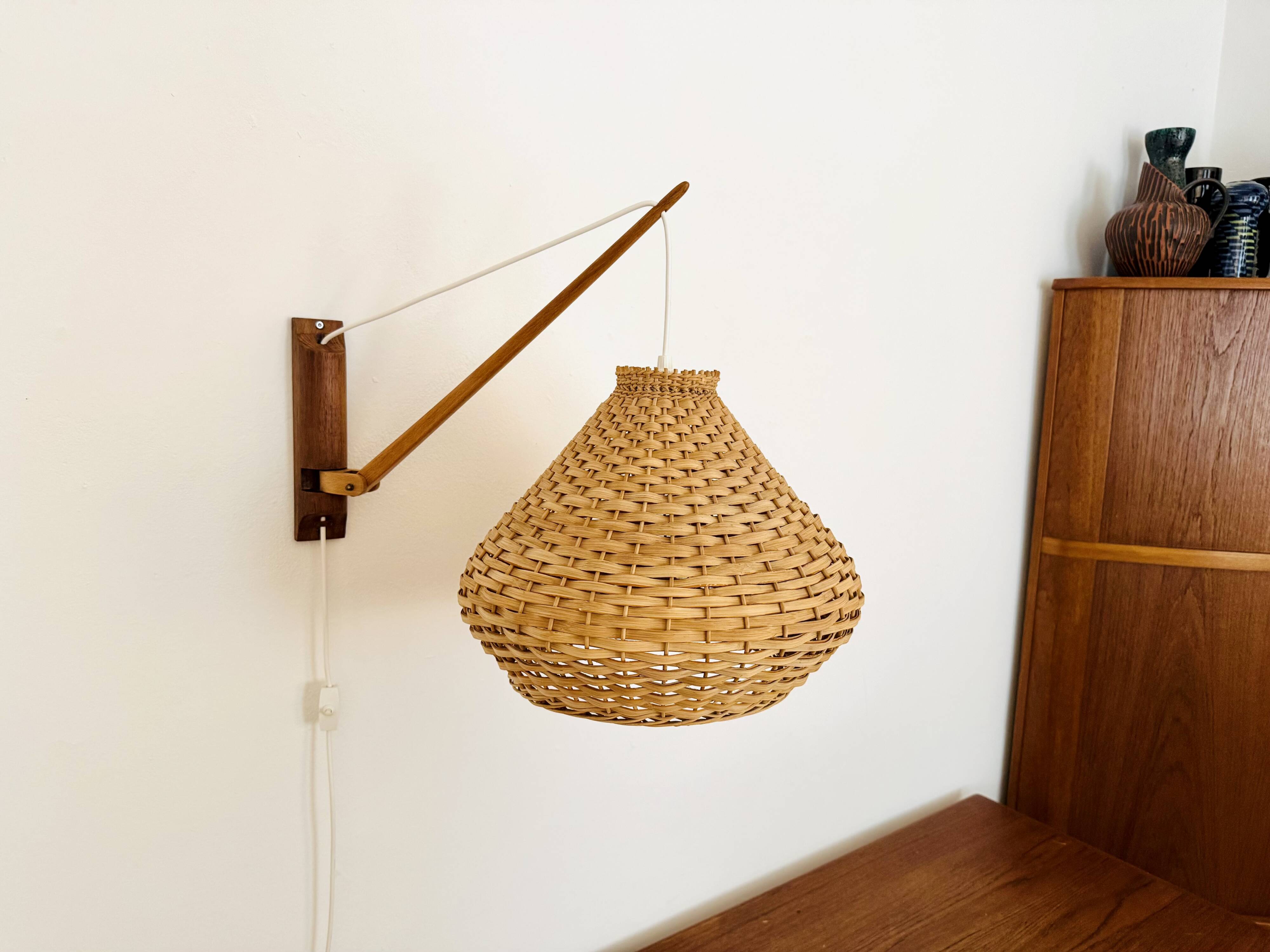 Adjustable Wicker Wall Lamp