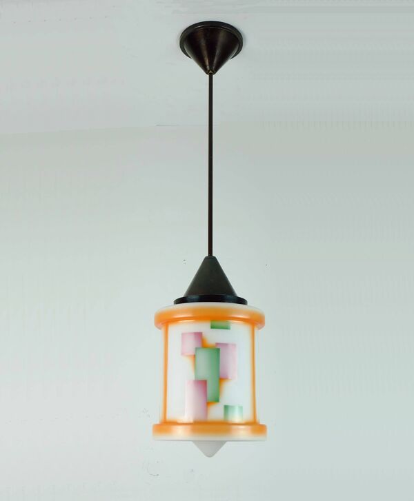 Lustre en verre art déco aérographe années 1920 30 design avant-gardiste
